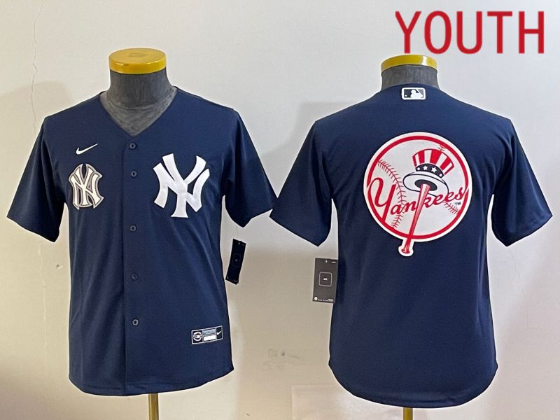 Youth New York Yankees Blank Blue Game 2024 Nike MLB Jersey style 120917->youth mlb jersey->Youth Jersey